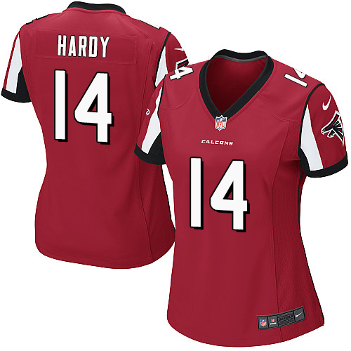 Women's Nike Atlanta Falcons #14 Justin Hardy Game Red Team Color NFL Jersey