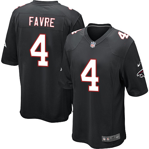 Men's Nike Atlanta Falcons #4 Brett Favre Game Black Alternate NFL Jersey