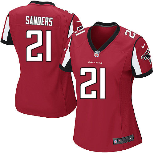 Women's Nike Atlanta Falcons #21 Deion Sanders Game Red Team Color NFL Jersey