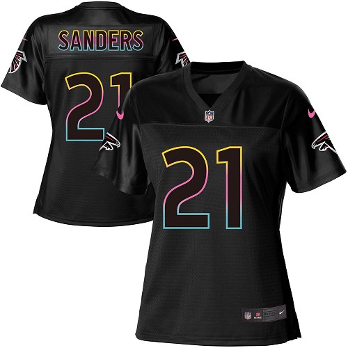 Women's Nike Atlanta Falcons #21 Deion Sanders Game Black Fashion NFL Jersey