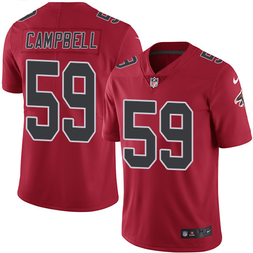 Men's Nike Atlanta Falcons #59 De'Vondre Campbell Limited Red Rush Vapor Untouchable NFL Jersey