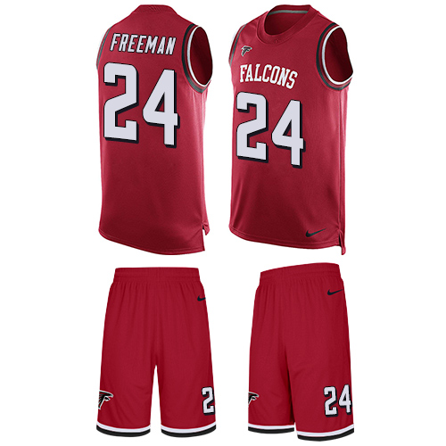Men's Nike Atlanta Falcons #24 Devonta Freeman Limited Red Tank Top Suit NFL Jersey