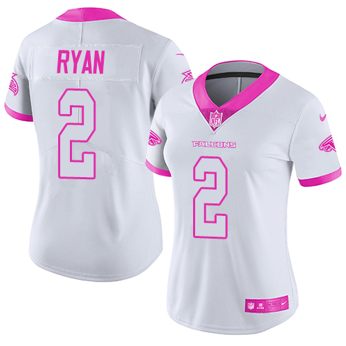 Women's Nike Atlanta Falcons #2 Matt Ryan Limited White/Pink Rush Fashion NFL Jersey