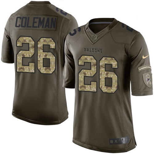 Youth Nike Atlanta Falcons #26 Tevin Coleman Elite Green Salute to Service NFL Jersey