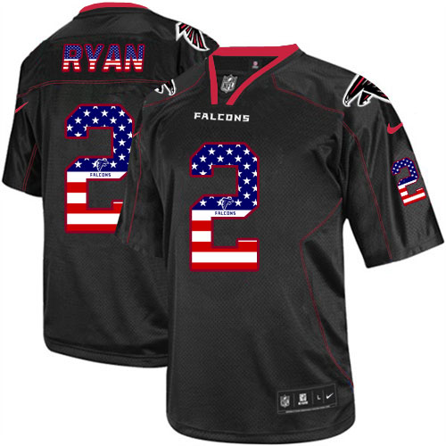 Men's Nike Atlanta Falcons #2 Matt Ryan Elite Black USA Flag Fashion NFL Jersey