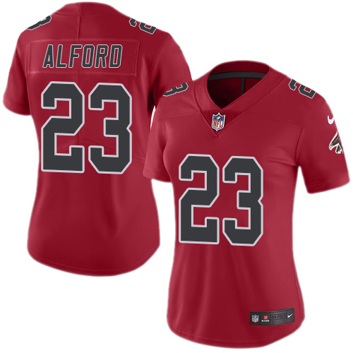 Women's Nike Atlanta Falcons #23 Robert Alford Limited Red Rush Vapor Untouchable NFL Jersey