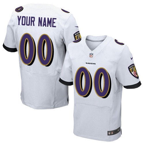 Men's Nike Baltimore Ravens Customized Elite White NFL Jersey