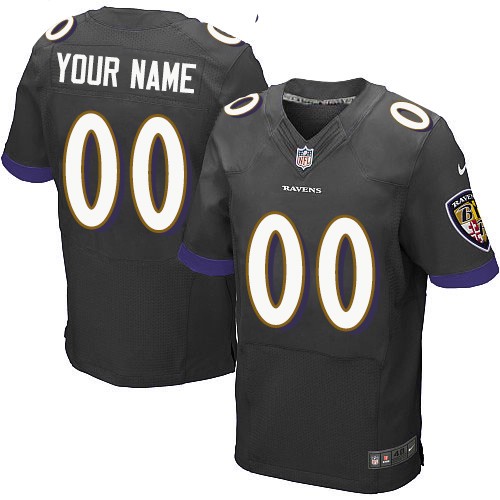 Men's Nike Baltimore Ravens Customized Elite Black Alternate NFL Jersey