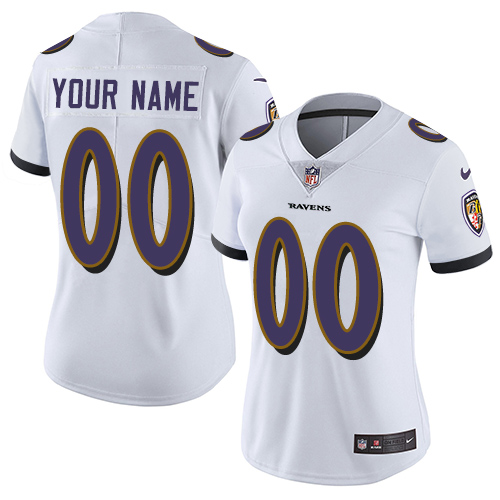 Women's Nike Baltimore Ravens Customized White Vapor Untouchable Custom Limited NFL Jersey