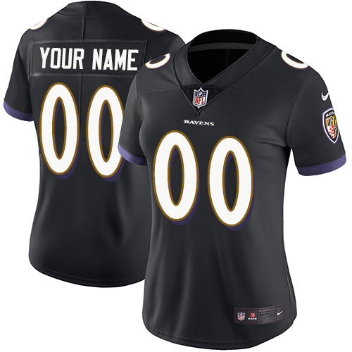 Women's Nike Baltimore Ravens Customized Black Alternate Vapor Untouchable Custom Elite NFL Jersey