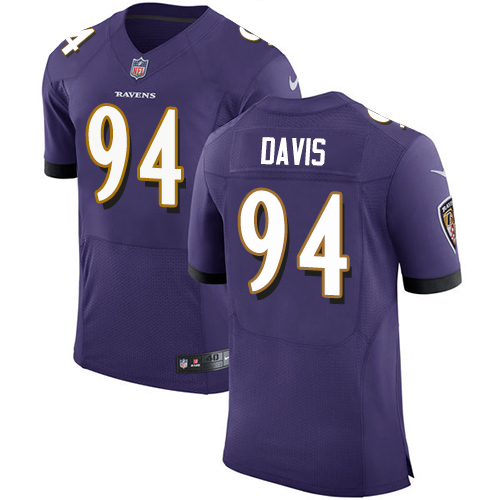 Men's Nike Baltimore Ravens #94 Carl Davis Purple Team Color Vapor Untouchable Elite Player NFL Jersey