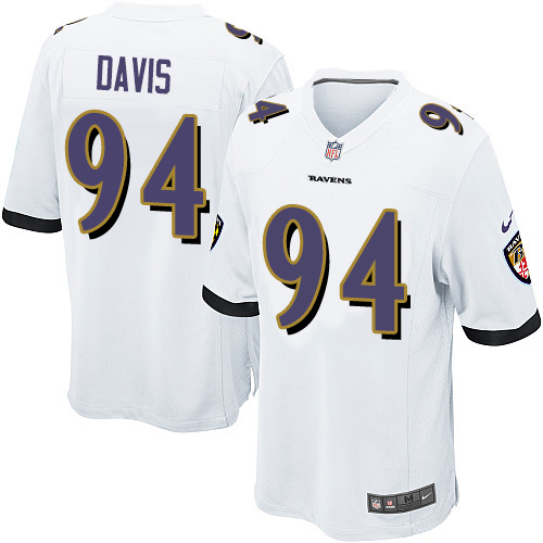 Men's Nike Baltimore Ravens #94 Carl Davis Game White NFL Jersey