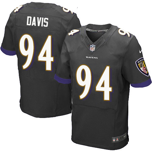 Men's Nike Baltimore Ravens #94 Carl Davis Elite Black Alternate NFL Jersey