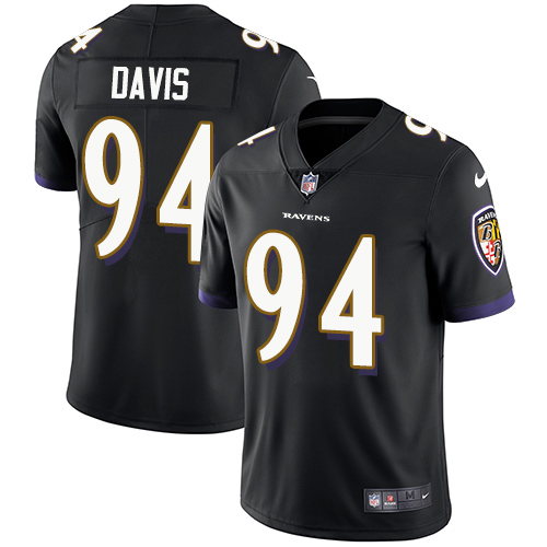 Men's Nike Baltimore Ravens #94 Carl Davis Black Alternate Vapor Untouchable Limited Player NFL Jersey