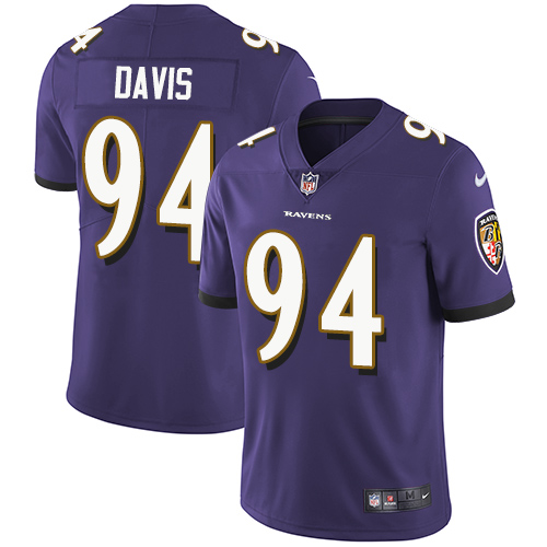 Youth Nike Baltimore Ravens #94 Carl Davis Purple Team Color Vapor Untouchable Elite Player NFL Jersey