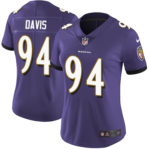 Women's Nike Baltimore Ravens #94 Carl Davis Purple Team Color Vapor Untouchable Elite Player NFL Jersey
