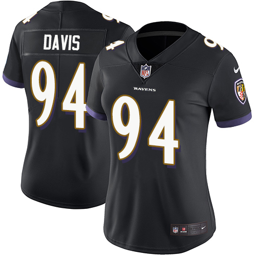 Women's Nike Baltimore Ravens #94 Carl Davis Black Alternate Vapor Untouchable Elite Player NFL Jersey