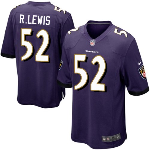 Men's Nike Baltimore Ravens #52 Ray Lewis Game Purple Team Color NFL Jersey