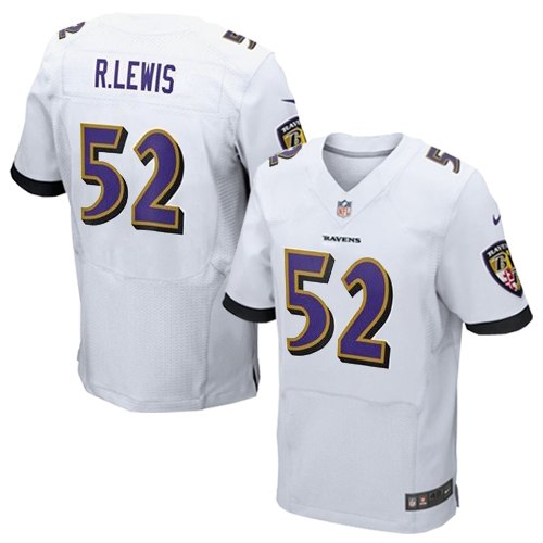 Men's Nike Baltimore Ravens #52 Ray Lewis Elite White NFL Jersey