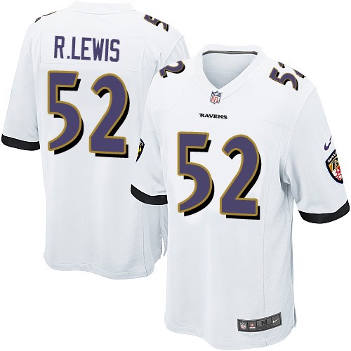 Men's Nike Baltimore Ravens #52 Ray Lewis Game White NFL Jersey