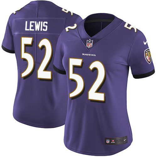 Women's Nike Baltimore Ravens #52 Ray Lewis Purple Team Color Vapor Untouchable Elite Player NFL Jersey
