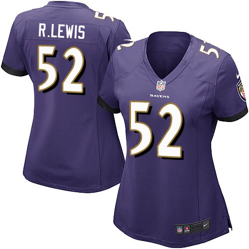 Women's Nike Baltimore Ravens #52 Ray Lewis Game Purple Team Color NFL Jersey