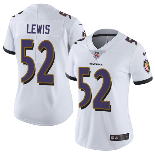Women's Nike Baltimore Ravens #52 Ray Lewis White Vapor Untouchable Limited Player NFL Jersey