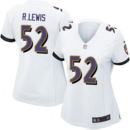 Women's Nike Baltimore Ravens #52 Ray Lewis Game White NFL Jersey
