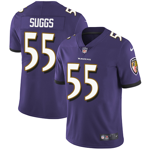 Men's Nike Baltimore Ravens #55 Terrell Suggs Purple Team Color Vapor Untouchable Limited Player NFL Jersey
