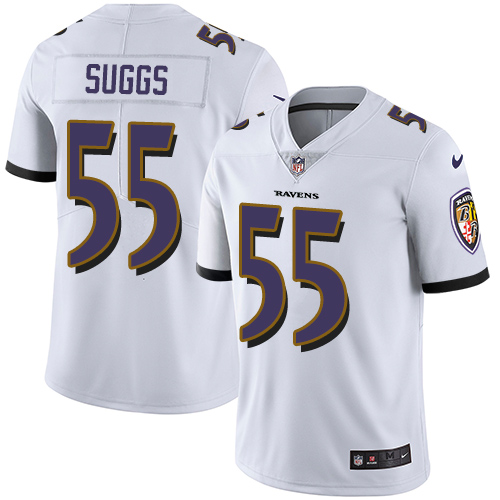 Men's Nike Baltimore Ravens #55 Terrell Suggs White Vapor Untouchable Limited Player NFL Jersey