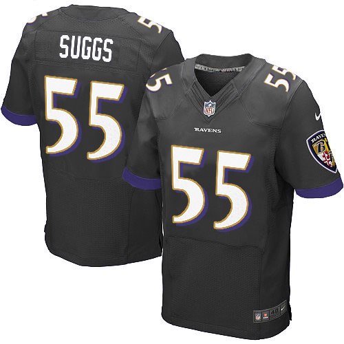 Men's Nike Baltimore Ravens #55 Terrell Suggs Elite Black Alternate NFL Jersey