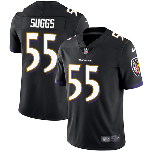 Men's Nike Baltimore Ravens #55 Terrell Suggs Black Alternate Vapor Untouchable Limited Player NFL Jersey
