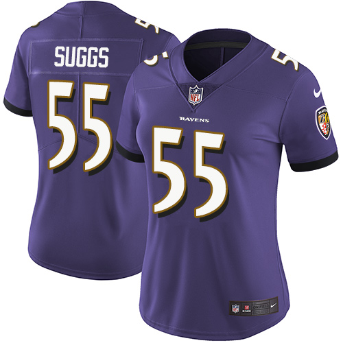 Women's Nike Baltimore Ravens #55 Terrell Suggs Purple Team Color Vapor Untouchable Elite Player NFL Jersey