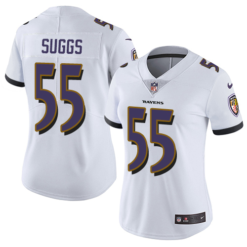 Women's Nike Baltimore Ravens #55 Terrell Suggs White Vapor Untouchable Elite Player NFL Jersey