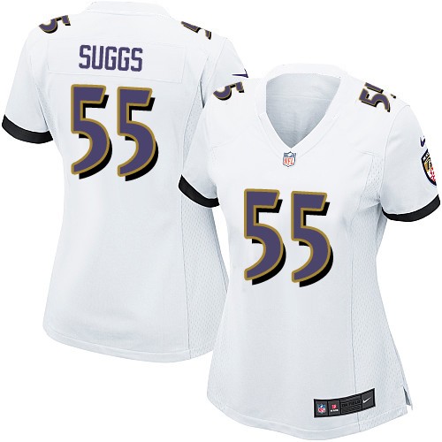 Women's Nike Baltimore Ravens #55 Terrell Suggs Game White NFL Jersey
