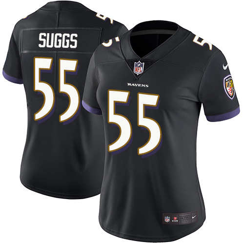Women's Nike Baltimore Ravens #55 Terrell Suggs Black Alternate Vapor Untouchable Elite Player NFL Jersey