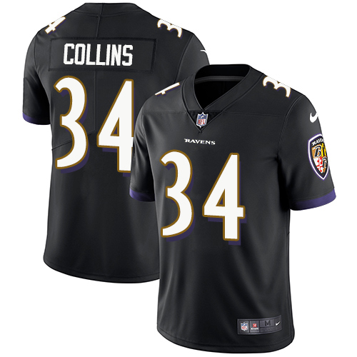 Youth Nike Baltimore Ravens #34 Alex Collins Black Alternate Vapor Untouchable Elite Player NFL Jersey
