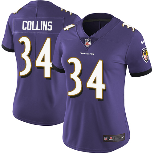 Women's Nike Baltimore Ravens #34 Alex Collins Purple Team Color Vapor Untouchable Elite Player NFL Jersey