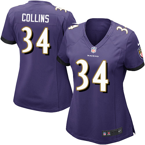 Women's Nike Baltimore Ravens #34 Alex Collins Game Purple Team Color NFL Jersey