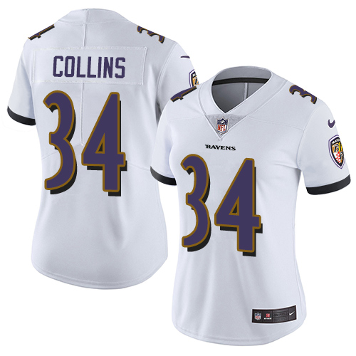Women's Nike Baltimore Ravens #34 Alex Collins White Vapor Untouchable Limited Player NFL Jersey