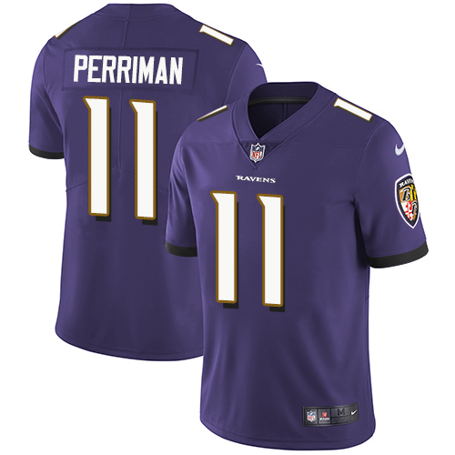Men's Nike Baltimore Ravens #11 Breshad Perriman Purple Team Color Vapor Untouchable Limited Player NFL Jersey
