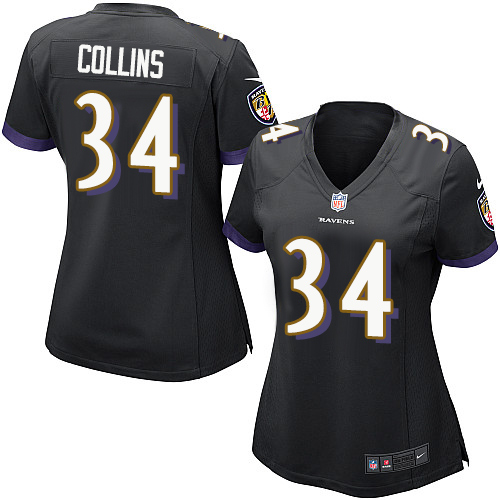 Women's Nike Baltimore Ravens #34 Alex Collins Game Black Alternate NFL Jersey
