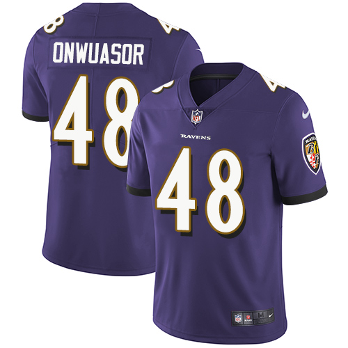 Men's Nike Baltimore Ravens #48 Patrick Onwuasor Purple Team Color Vapor Untouchable Limited Player NFL Jersey