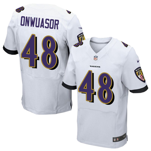 Men's Nike Baltimore Ravens #48 Patrick Onwuasor Elite White NFL Jersey