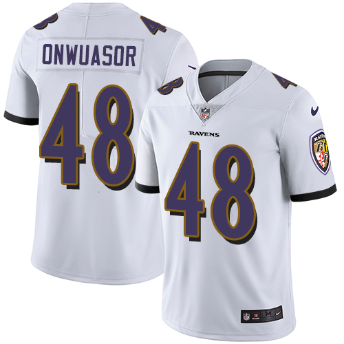 Men's Nike Baltimore Ravens #48 Patrick Onwuasor White Vapor Untouchable Limited Player NFL Jersey