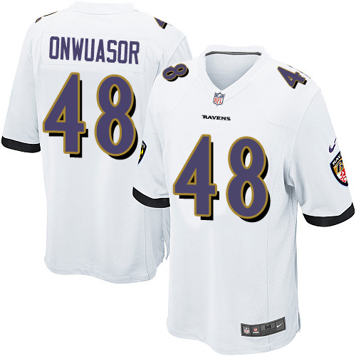 Men's Nike Baltimore Ravens #48 Patrick Onwuasor Game White NFL Jersey