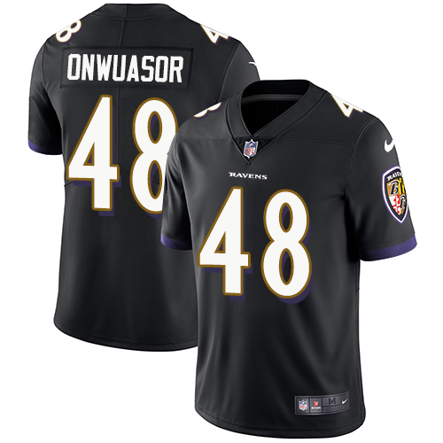 Men's Nike Baltimore Ravens #48 Patrick Onwuasor Black Alternate Vapor Untouchable Limited Player NFL Jersey