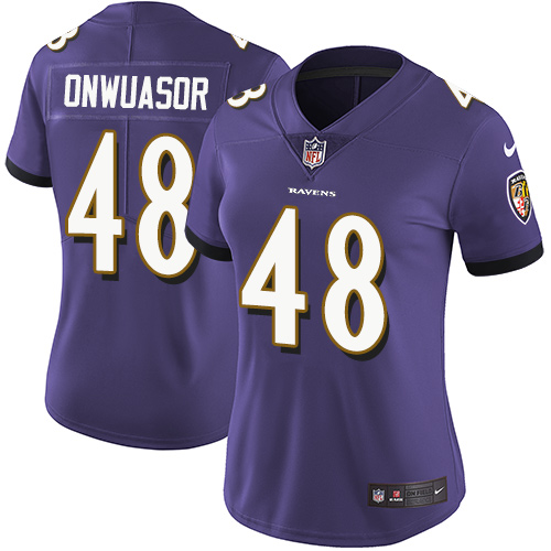Women's Nike Baltimore Ravens #48 Patrick Onwuasor Purple Team Color Vapor Untouchable Limited Player NFL Jersey