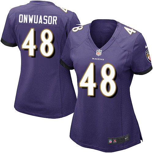Women's Nike Baltimore Ravens #48 Patrick Onwuasor Game Purple Team Color NFL Jersey