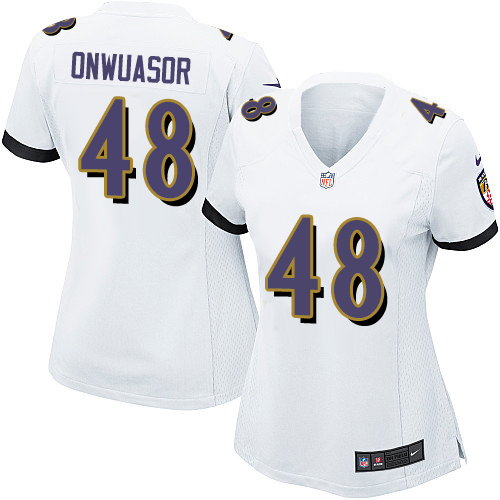 Women's Nike Baltimore Ravens #48 Patrick Onwuasor Game White NFL Jersey